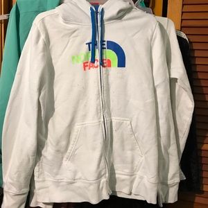 White North Face zip up hoodie